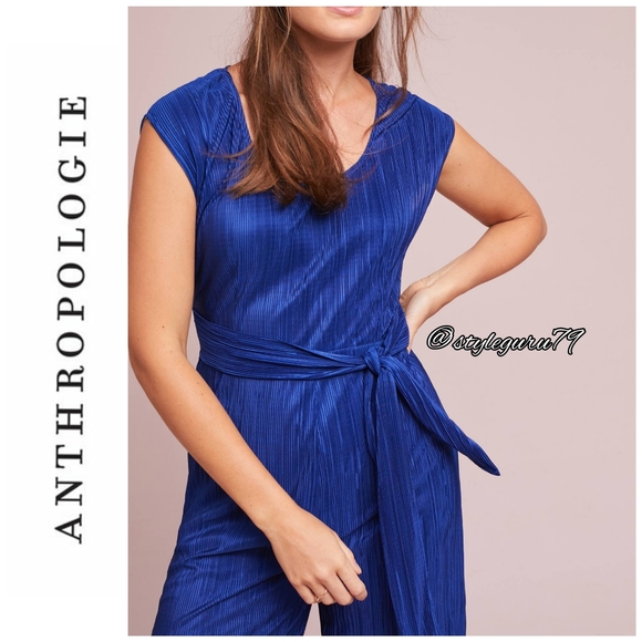 NWT, Anthropologie, Maeve Sonata Blue Jumpsuit - Picture 5 of 6